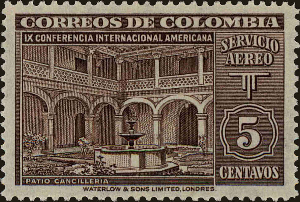 Front view of Colombia C148 collectors stamp
