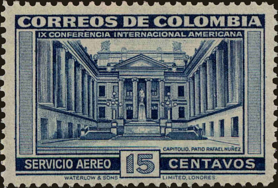 Front view of Colombia C149 collectors stamp