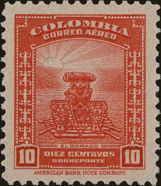 Front view of Colombia C152 collectors stamp