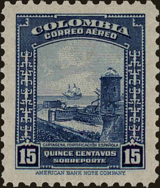 Front view of Colombia C153 collectors stamp