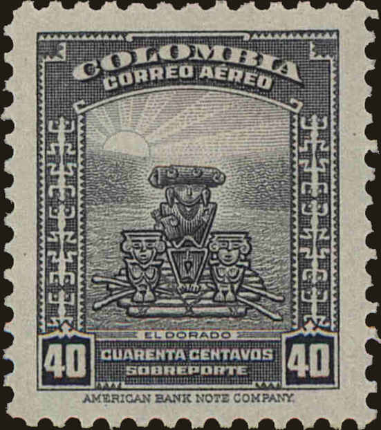 Front view of Colombia C156 collectors stamp