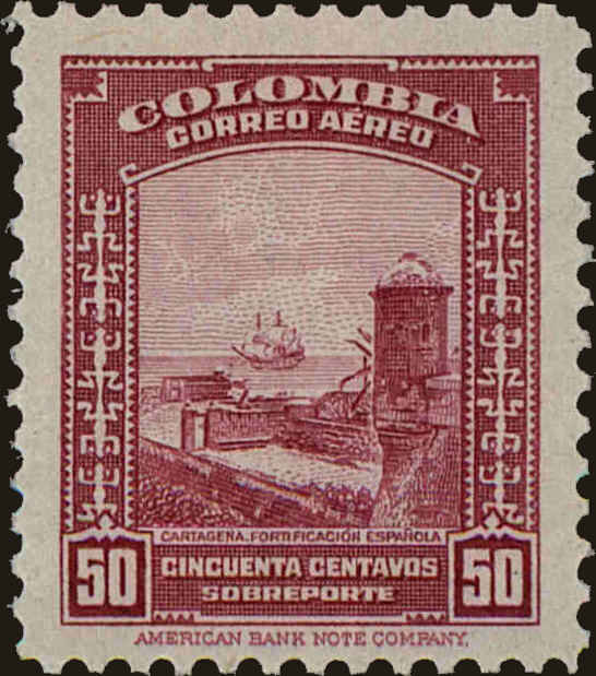 Front view of Colombia C157 collectors stamp