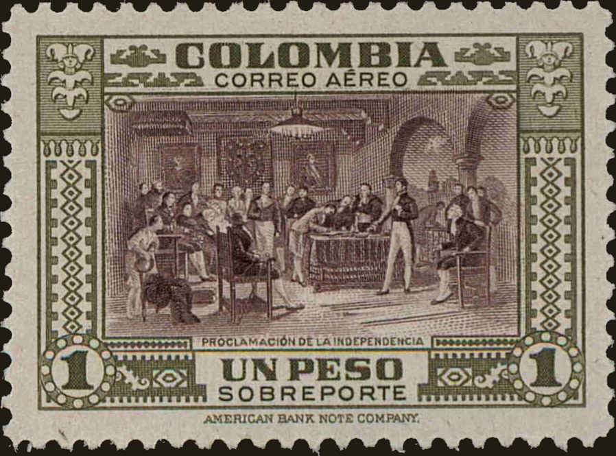 Front view of Colombia C160 collectors stamp