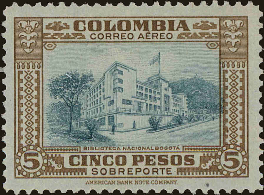 Front view of Colombia C163 collectors stamp
