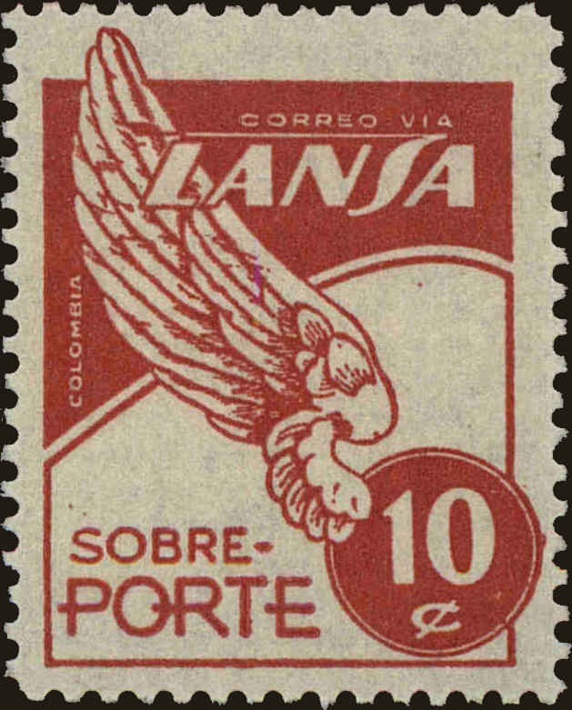 Front view of Colombia C167 collectors stamp