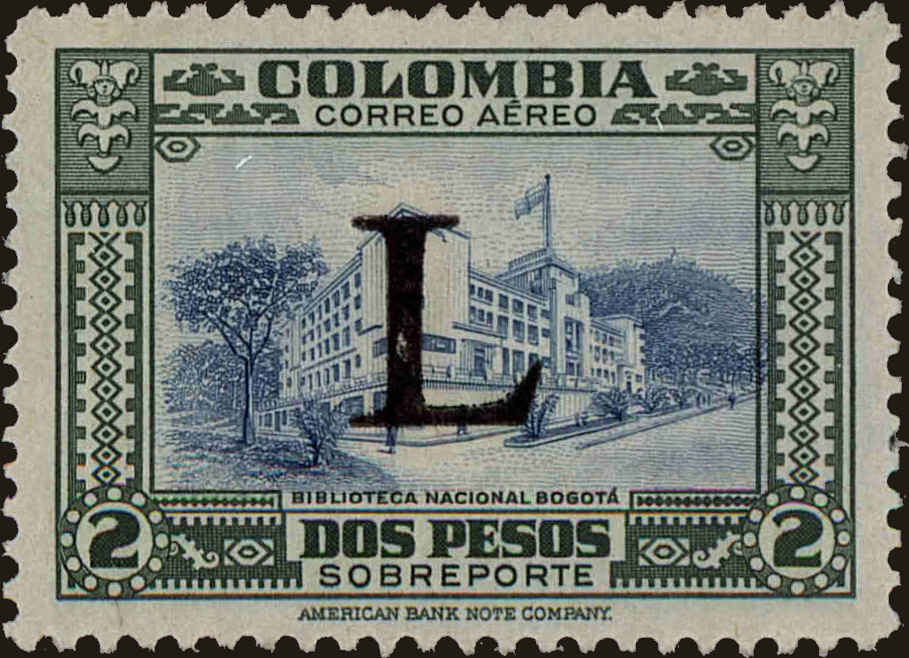 Front view of Colombia C183 collectors stamp