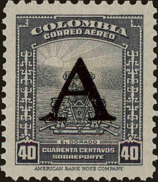 Front view of Colombia C191 collectors stamp