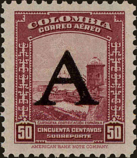 Front view of Colombia C192 collectors stamp