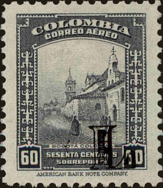 Front view of Colombia C202 collectors stamp