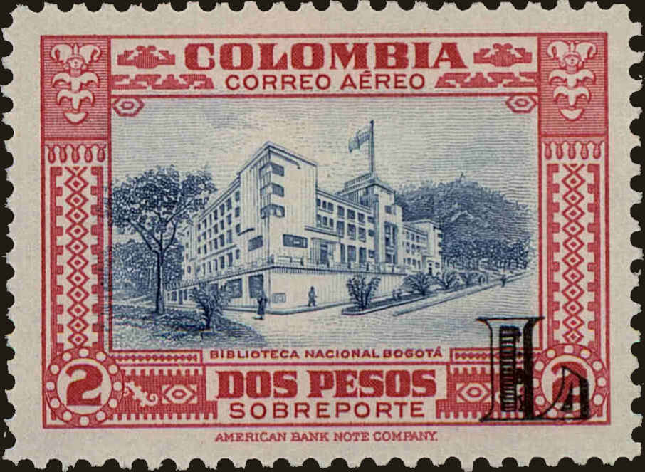 Front view of Colombia C205 collectors stamp