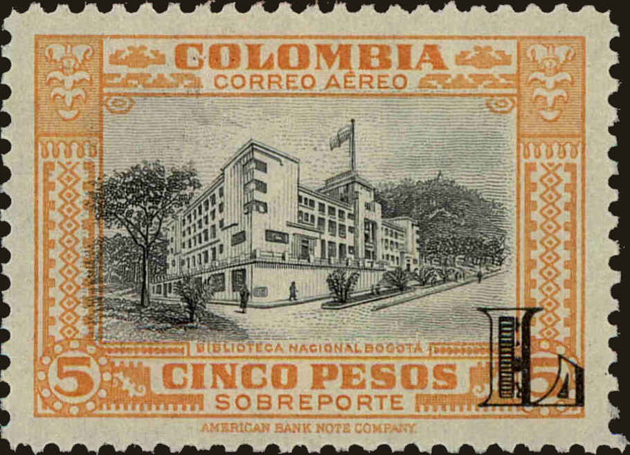 Front view of Colombia C207 collectors stamp