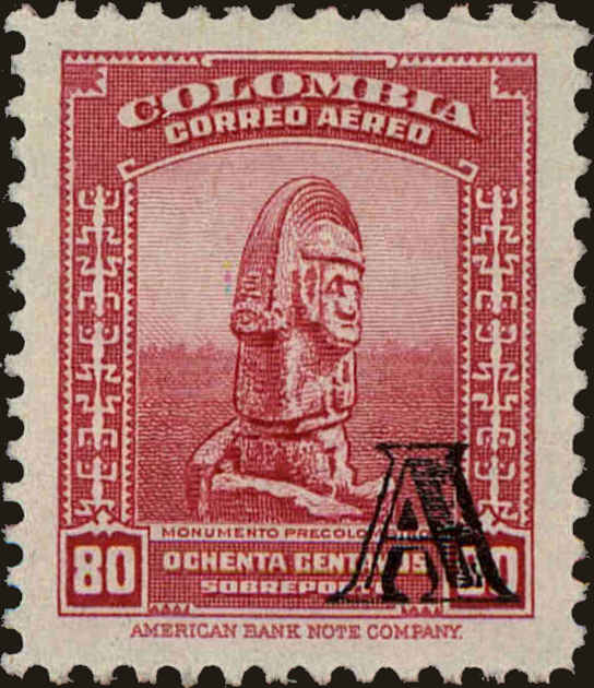 Front view of Colombia C211 collectors stamp