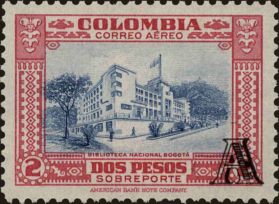 Front view of Colombia C214 collectors stamp
