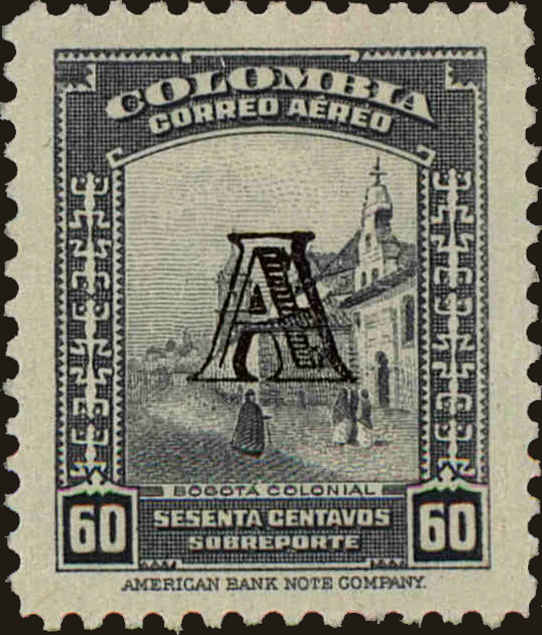 Front view of Colombia C210a collectors stamp