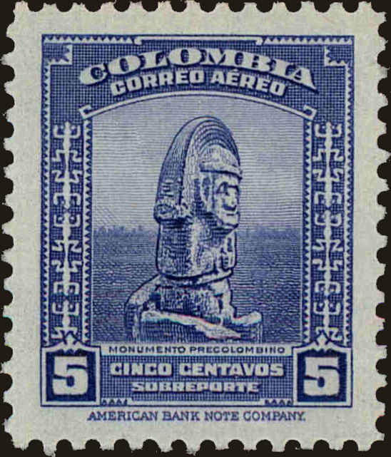 Front view of Colombia C217 collectors stamp