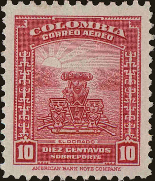Front view of Colombia C223 collectors stamp