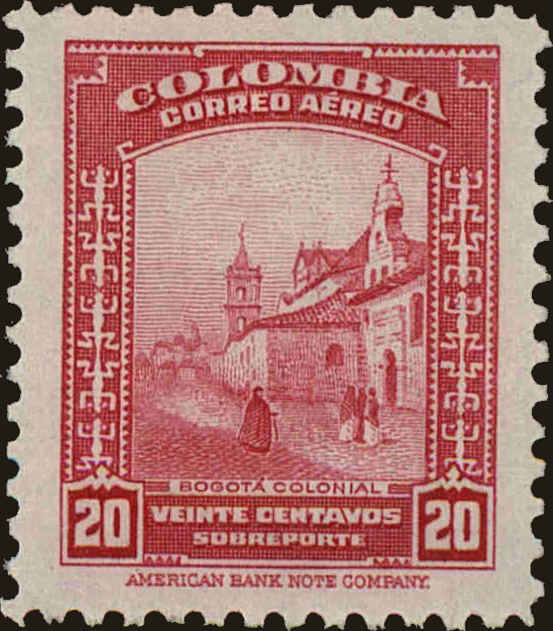 Front view of Colombia C224 collectors stamp