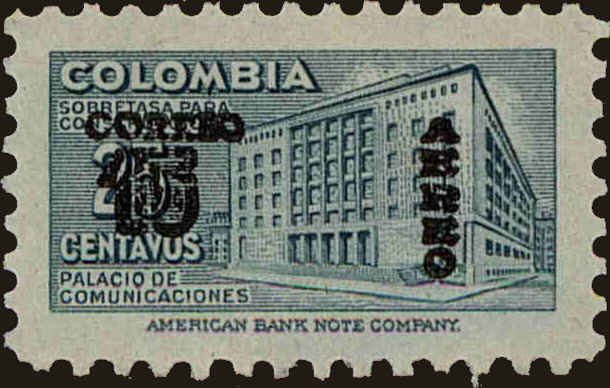 Front view of Colombia C229 collectors stamp