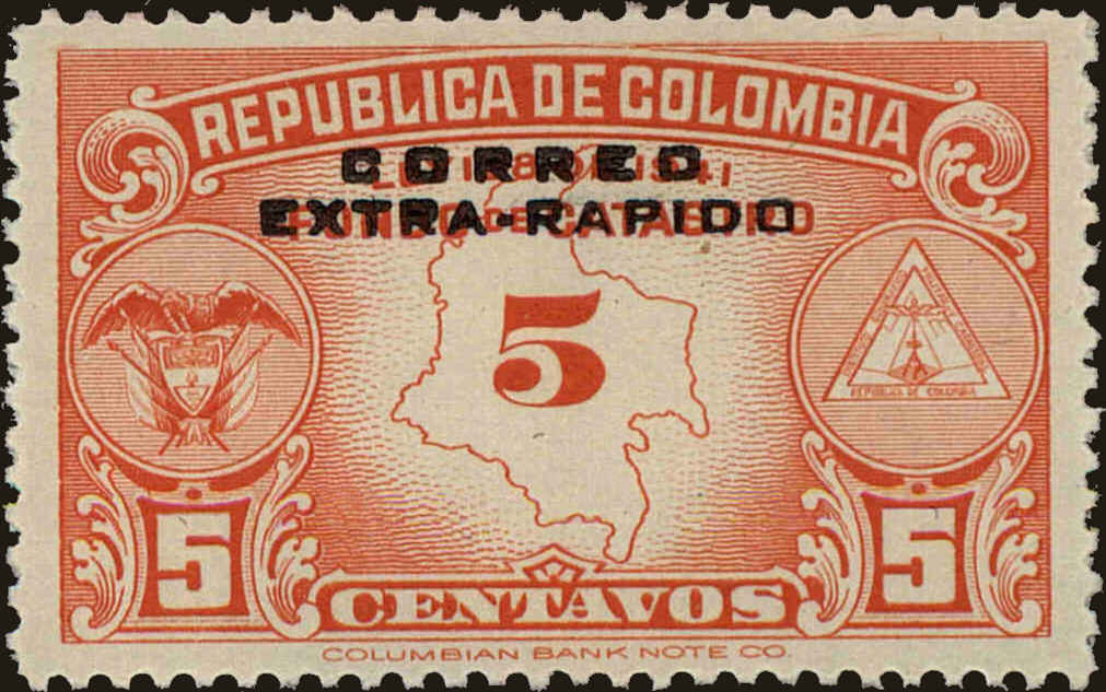 Front view of Colombia C235 collectors stamp
