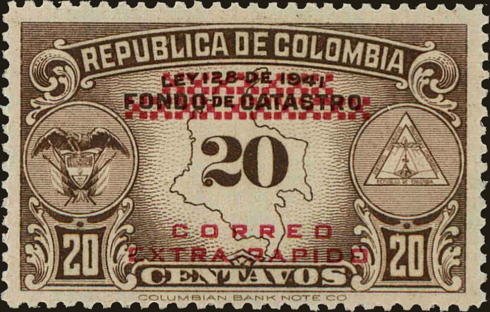 Front view of Colombia C236 collectors stamp