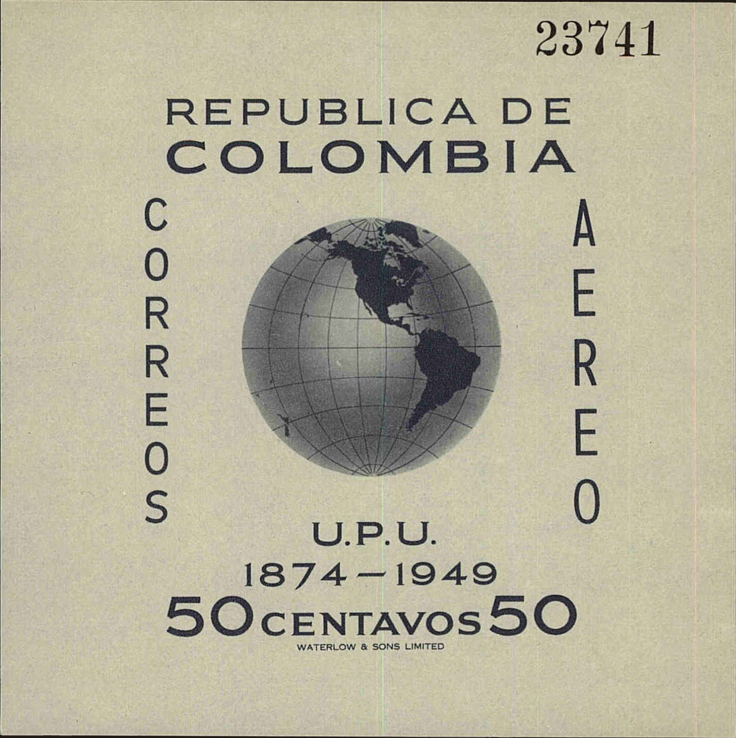 Front view of Colombia C199 collectors stamp