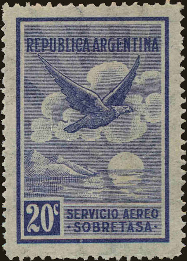 Front view of Argentina C5 collectors stamp