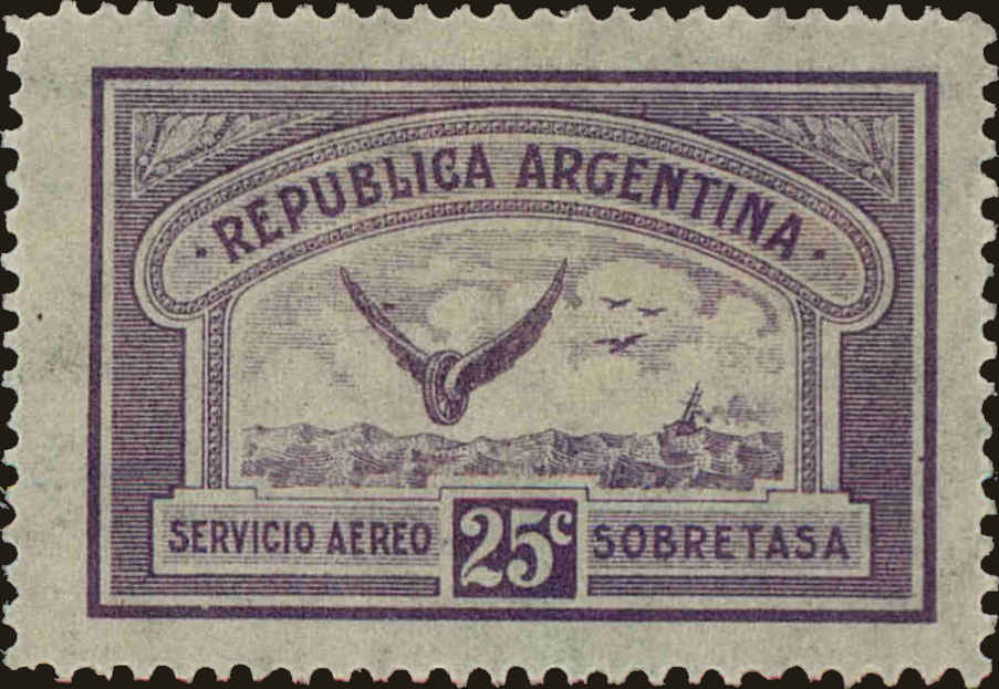 Front view of Argentina C7 collectors stamp