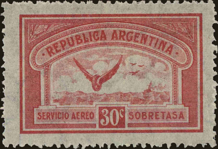 Front view of Argentina C8 collectors stamp