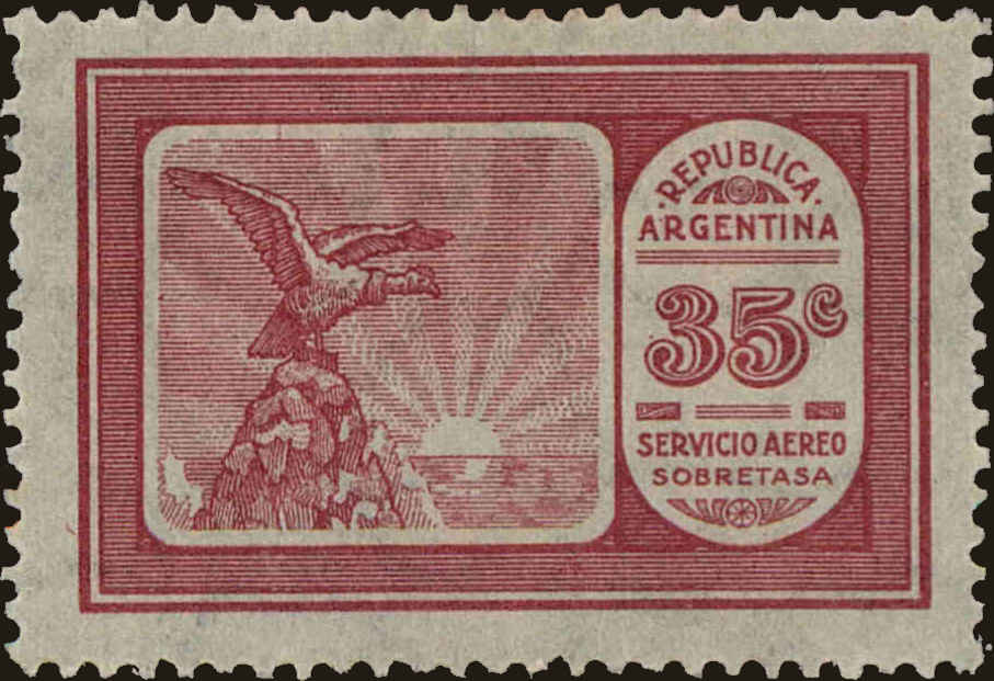 Front view of Argentina C9 collectors stamp