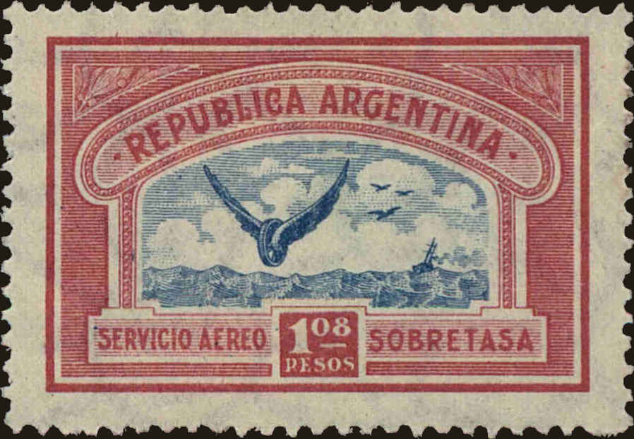 Front view of Argentina C16 collectors stamp