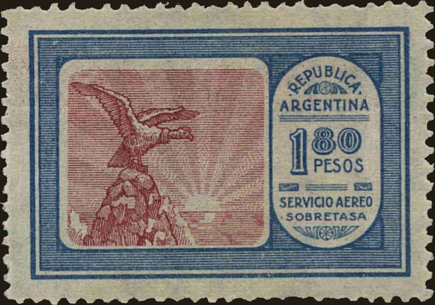 Front view of Argentina C18 collectors stamp