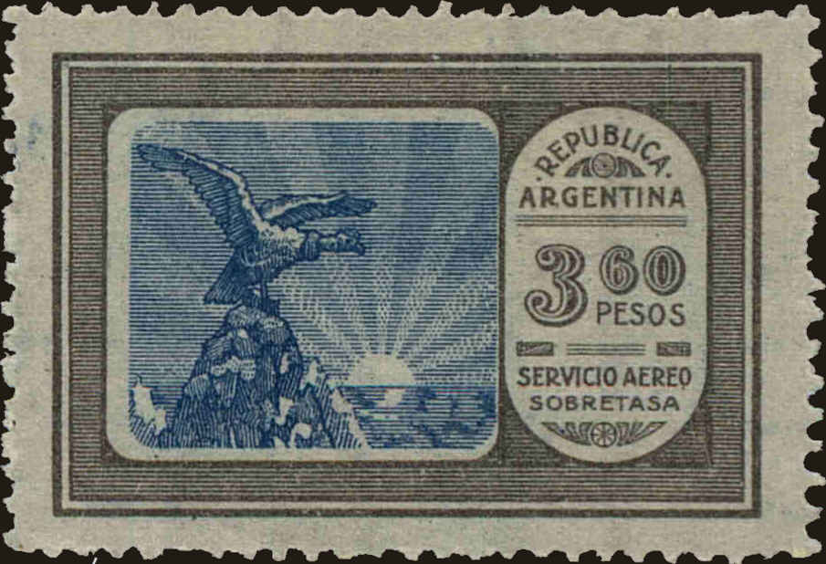 Front view of Argentina C19 collectors stamp