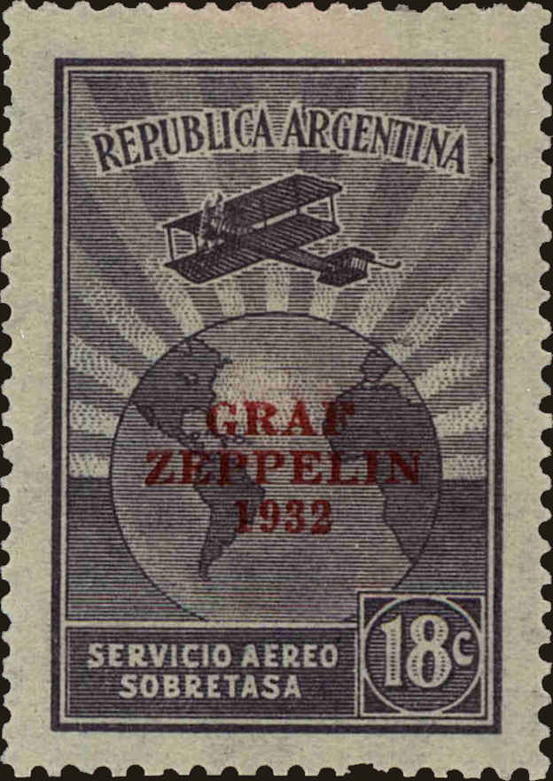 Front view of Argentina C36 collectors stamp