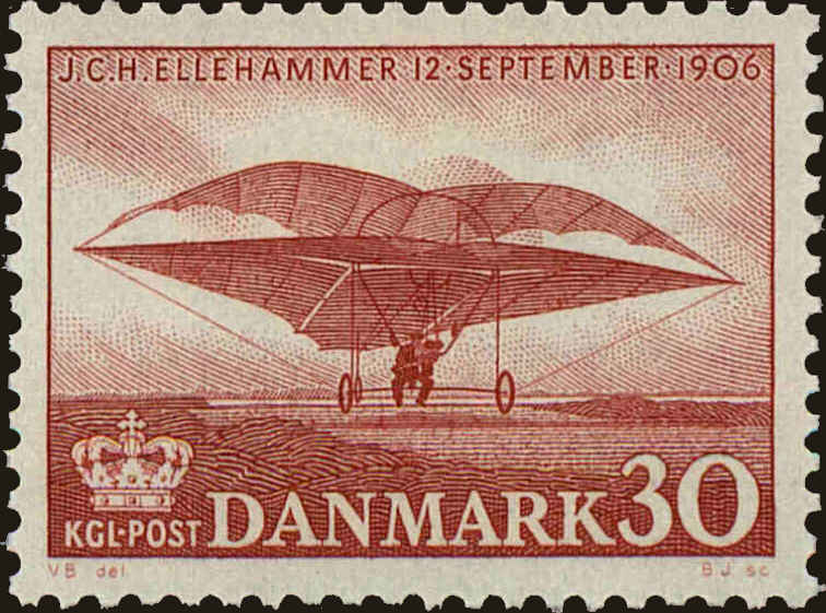 Front view of Denmark 360 collectors stamp