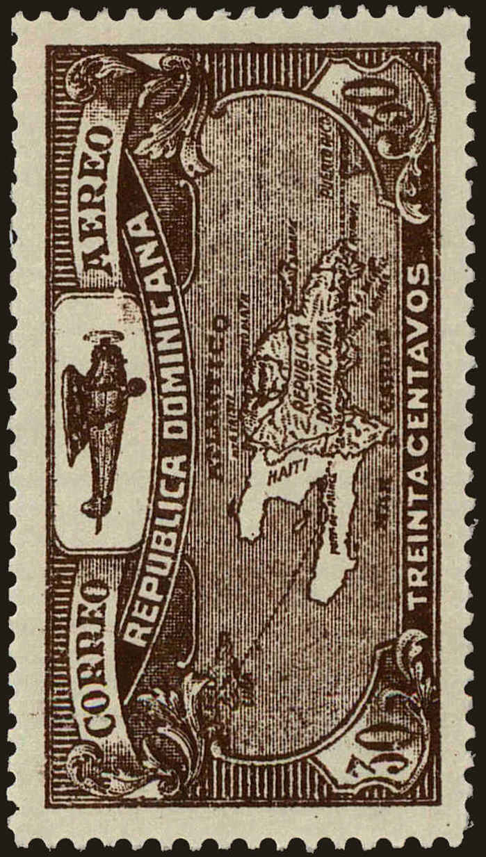 Front view of Dominican Republic C9 collectors stamp