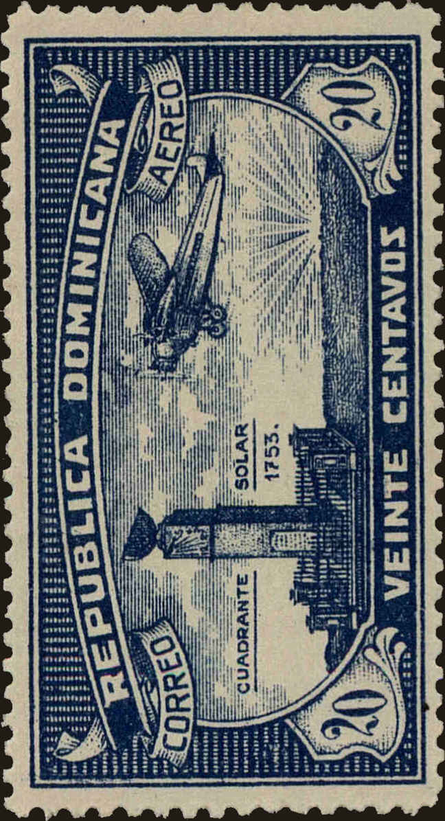 Front view of Dominican Republic C14 collectors stamp