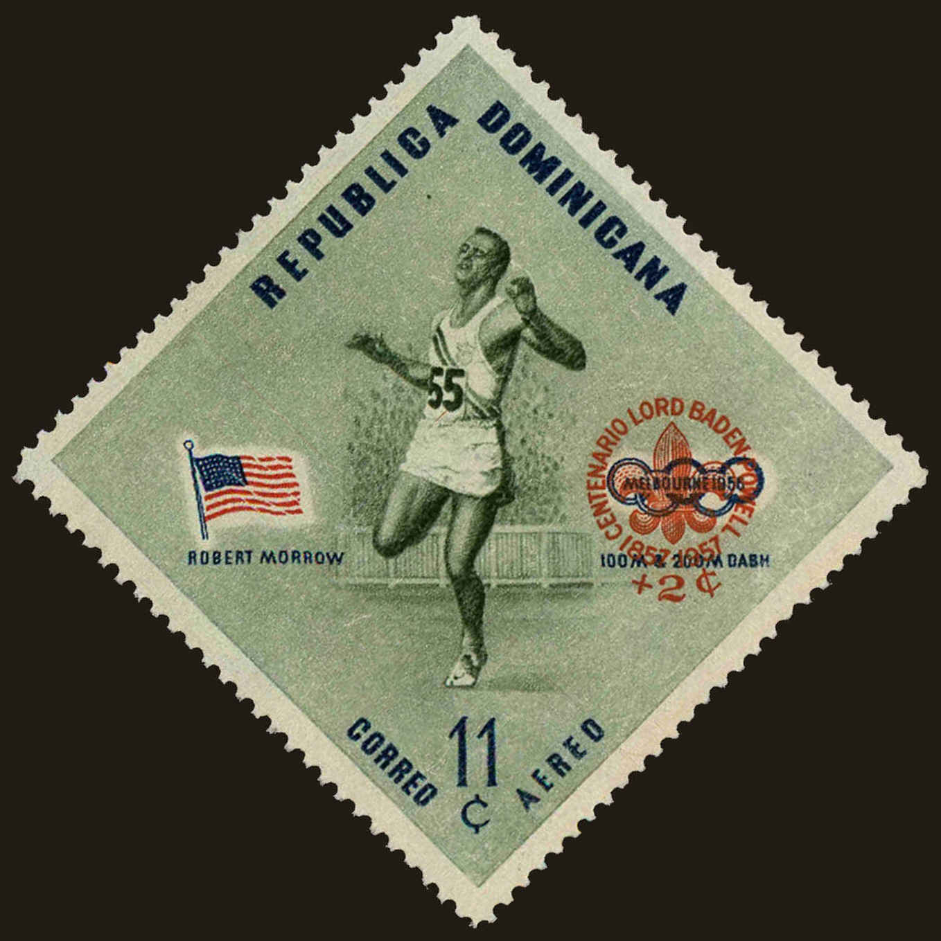 Front view of Dominican Republic CB4 collectors stamp