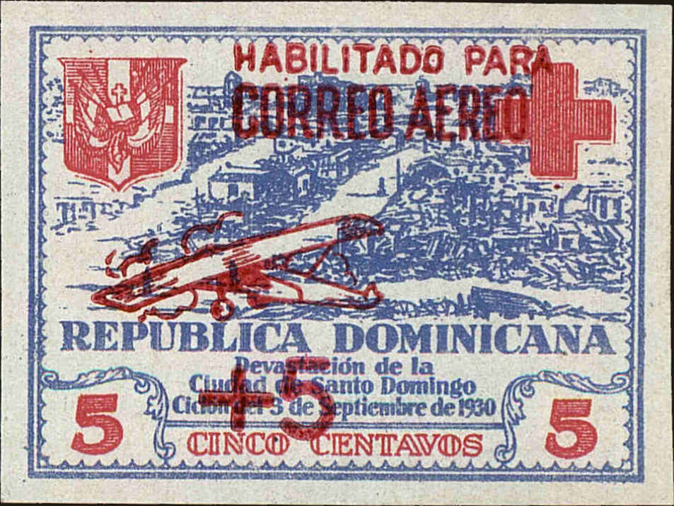 Front view of Dominican Republic RAC6 collectors stamp