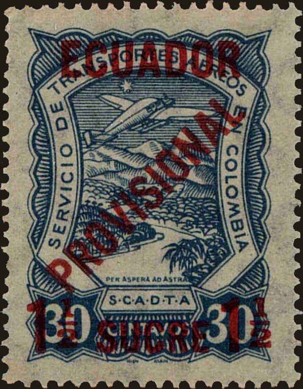 Front view of Ecuador C4 collectors stamp
