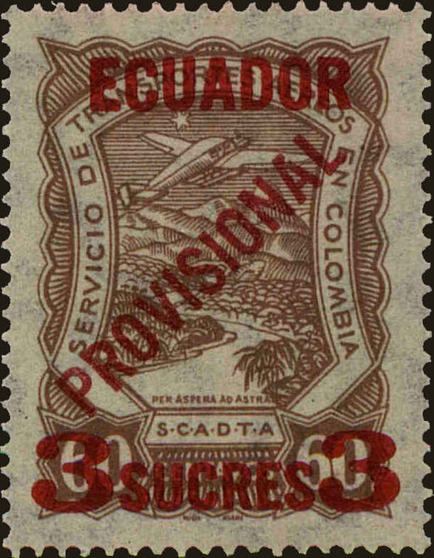 Front view of Ecuador C5 collectors stamp