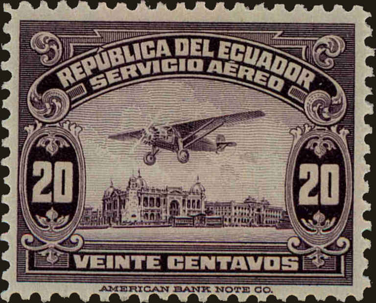 Front view of Ecuador C11 collectors stamp