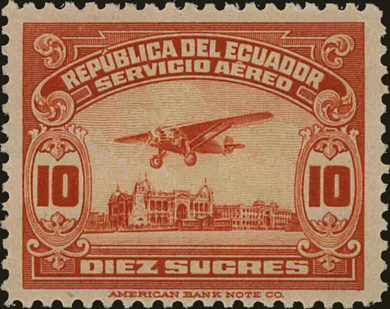 Front view of Ecuador C15 collectors stamp