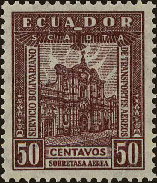 Front view of Ecuador C16 collectors stamp