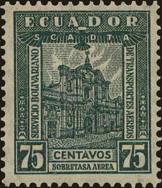 Front view of Ecuador C17 collectors stamp