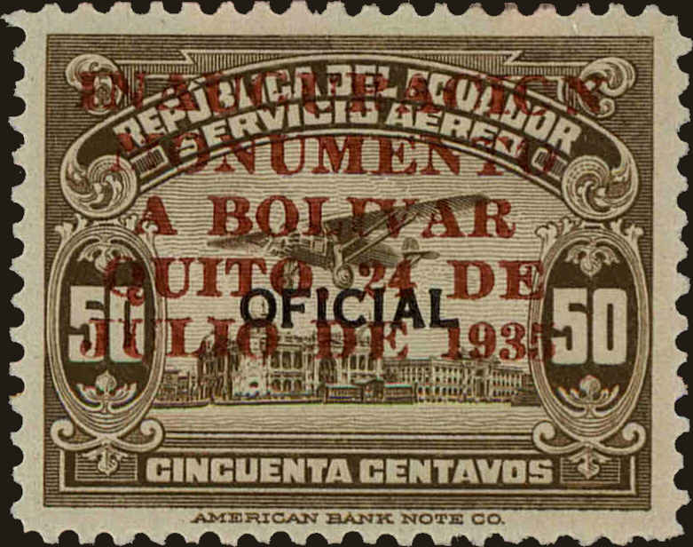 Front view of Ecuador C36 collectors stamp