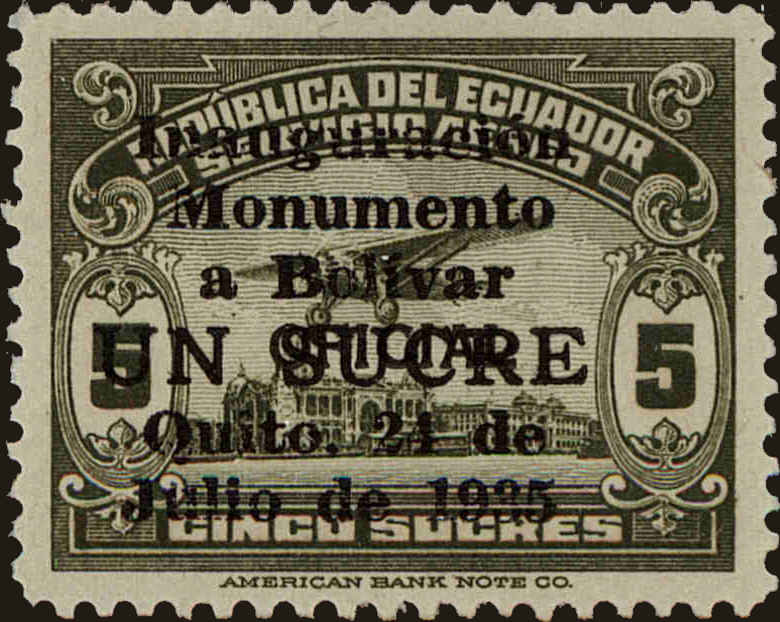 Front view of Ecuador C37 collectors stamp
