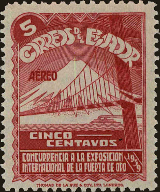 Front view of Ecuador C74 collectors stamp