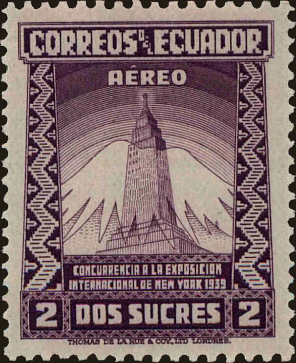 Front view of Ecuador C85 collectors stamp