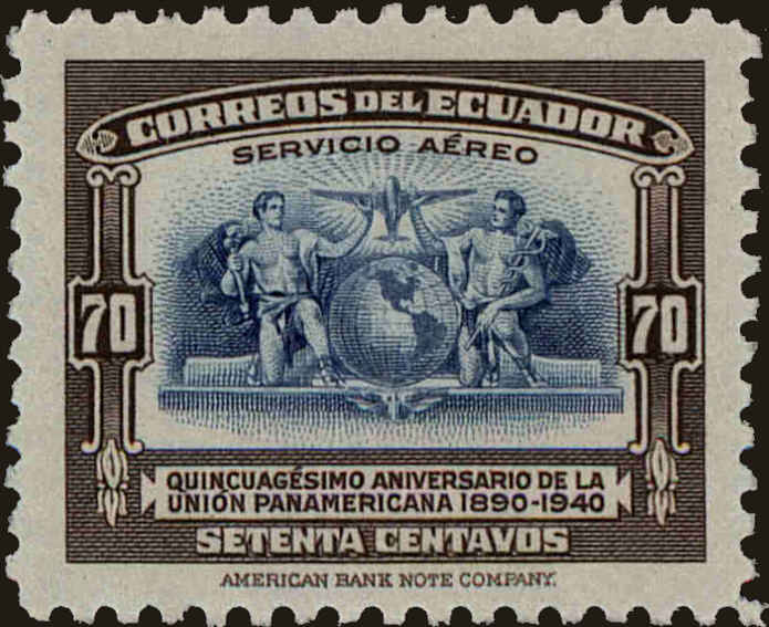 Front view of Ecuador C88 collectors stamp