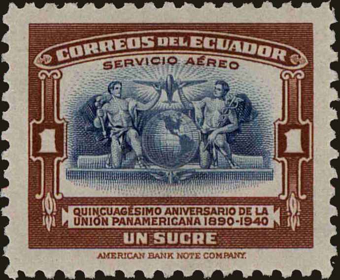 Front view of Ecuador C89 collectors stamp